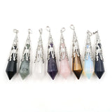 YJXP Cone Shape 12 Faceted Pendants Reiki Healing Point Natural Stones