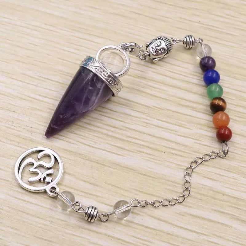 Buddha Head Pendulum Natural Stone Crystal Chakra Yoga Healing 1Pcs