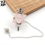 Pink Quartz Crystal Merkaba Pendulum Dowsing Pendant