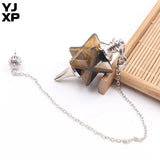 Pink Quartz Crystal Merkaba Pendulum Dowsing Pendant