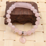 YJXP Natural Stone Crystal Heart Bracelet 8mm DIY Jewelry