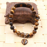 YJXP Natural Stone Crystal Heart Bracelet 8mm DIY Jewelry
