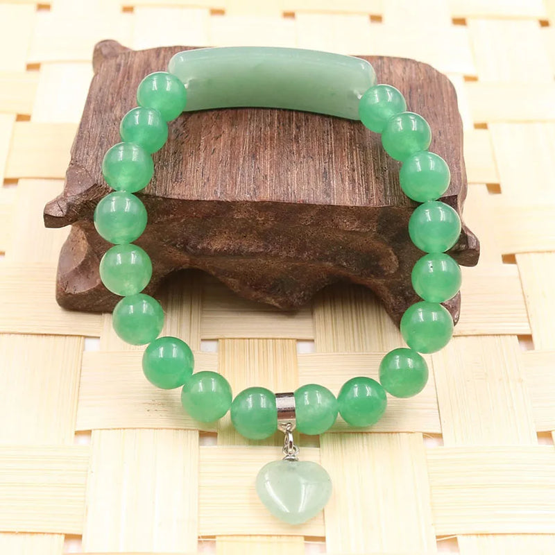 YJXP Natural Stone Crystal Heart Bracelet 8mm DIY Jewelry