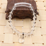 YJXP Natural Stone Crystal Heart Bracelet 8mm DIY Jewelry