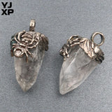 YJXP Pine Cone Shape Crystal Amethyst Pendant Necklace