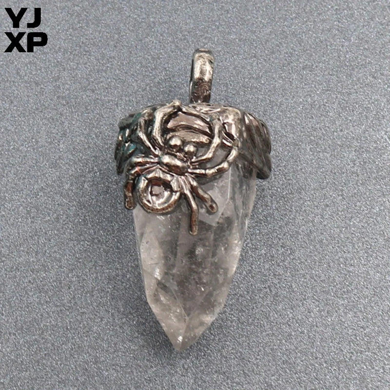 YJXP Pine Cone Shape Crystal Amethyst Pendant Necklace