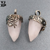 YJXP Pine Cone Shape Crystal Amethyst Pendant Necklace