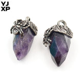 YJXP Pine Cone Shape Crystal Amethyst Pendant Necklace