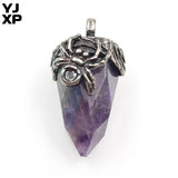 YJXP Pine Cone Shape Crystal Amethyst Pendant Necklace