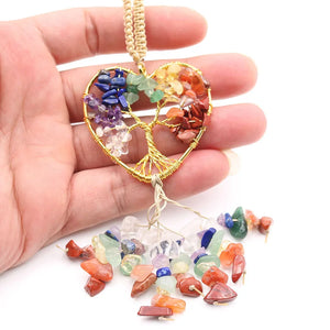 YJXP 7 Chakras Crystal Tree of Life Car Hanging