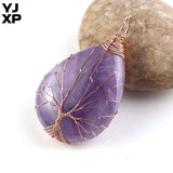 Rose Wire Tree of Life Amethysts Quartz Pendant