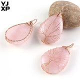 Rose Quartz Tree of Life Pendant - Romantic Pink Stone Necklace