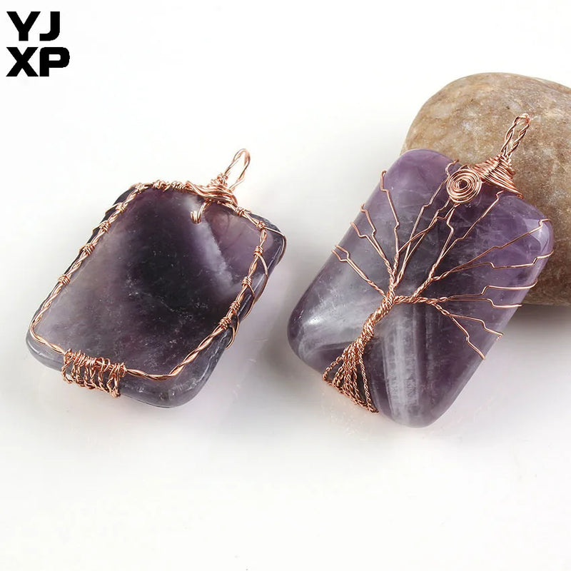 Rose Wire Wrapped Tree of Life Pendant