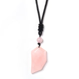 YJXP Gemstone Heart Couples Necklace Natural Crystal Pendant Adjustable Rope