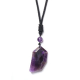 YJXP Gemstone Heart Couples Necklace Natural Crystal Pendant Adjustable Rope