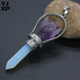 YJXP Rock Crystal Angel Hexagon Prism Pendulum Scepter Pendant