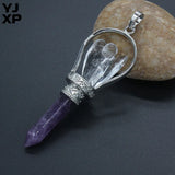 YJXP Rock Crystal Angel Hexagon Prism Pendulum Scepter Pendant