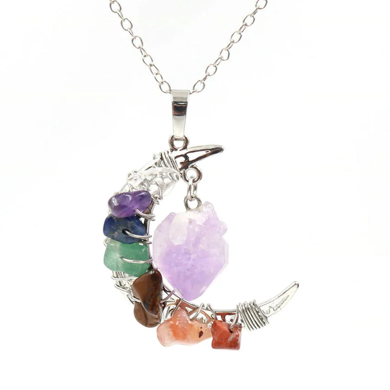 YJXP 7 Chakras Natural Crystals Necklace