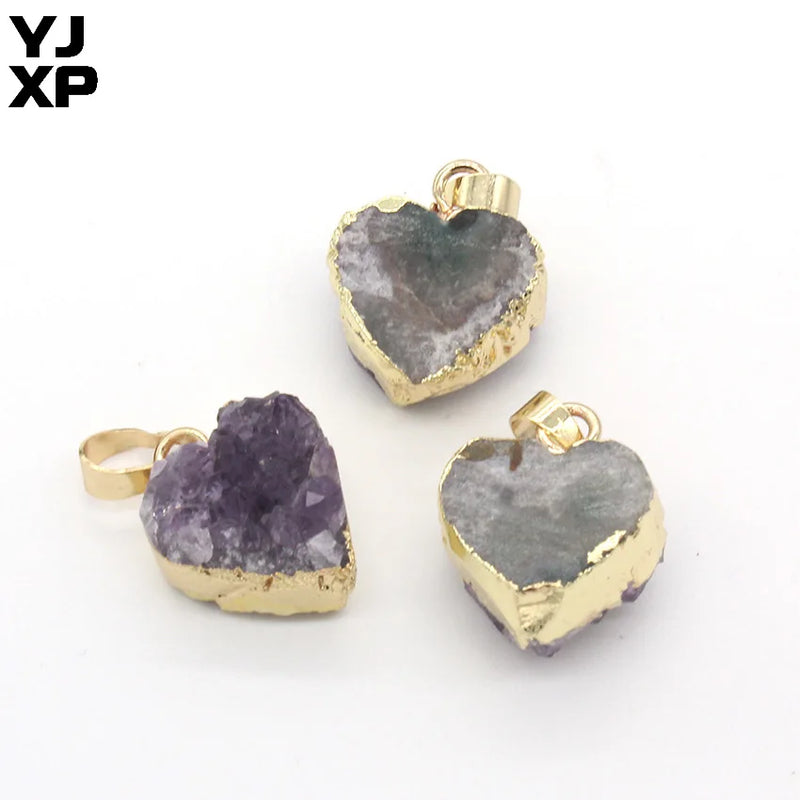 YJXP Light Yellow Amethysts Heart Pendant Charm Gift Jewelry