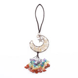 YJXP 7 Chakra Crystal Moon Car Hanging Tassel Pendant for DIY Necklace