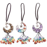 YJXP 7 Chakra Crystal Moon Car Hanging Tassel Pendant for DIY Necklace