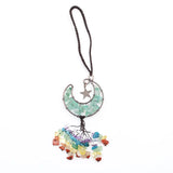 YJXP 7 Chakra Crystal Moon Car Hanging Tassel Pendant for DIY Necklace