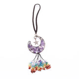 YJXP 7 Chakra Crystal Moon Car Hanging Tassel Pendant for DIY Necklace
