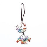YJXP 7 Chakra Crystal Moon Car Hanging Tassel Pendant for DIY Necklace
