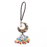 YJXP 7 Chakra Crystal Moon Car Hanging Tassel Pendant for DIY Necklace