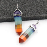 YJXP Reiki 7 Chakra Hexagonal Column Pendant Charm Jewelry