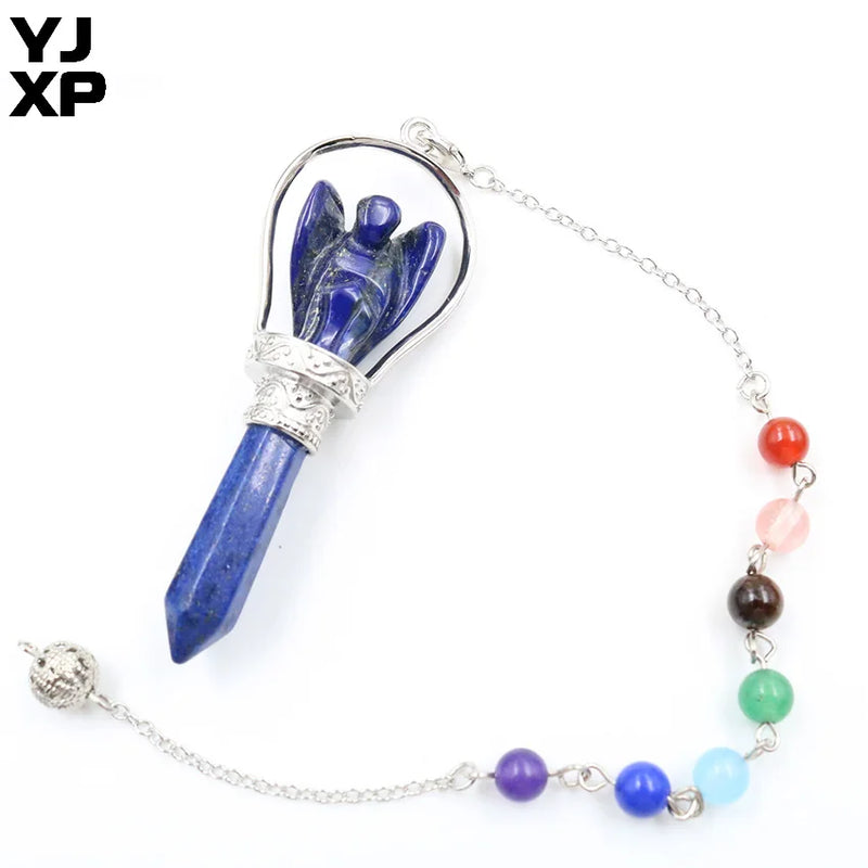 7 Chakra Reiki Healing Chain Lapis Lazuli Angel Pendulum Pendant