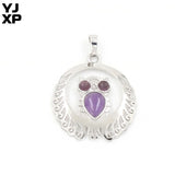 Natural Stone Owl Pendant Purple Amethysts Rose Pink Quartz Necklace Charm