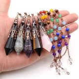 YJXP Natural Stone Pendulum Pendants Reiki Healing Crystal Chakra Amulet Charms