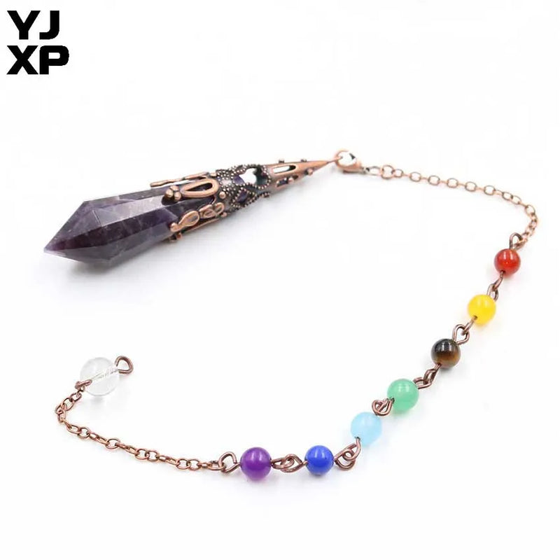 YJXP Natural Stone Pendulum Pendants Reiki Healing Crystal Chakra Amulet Charms