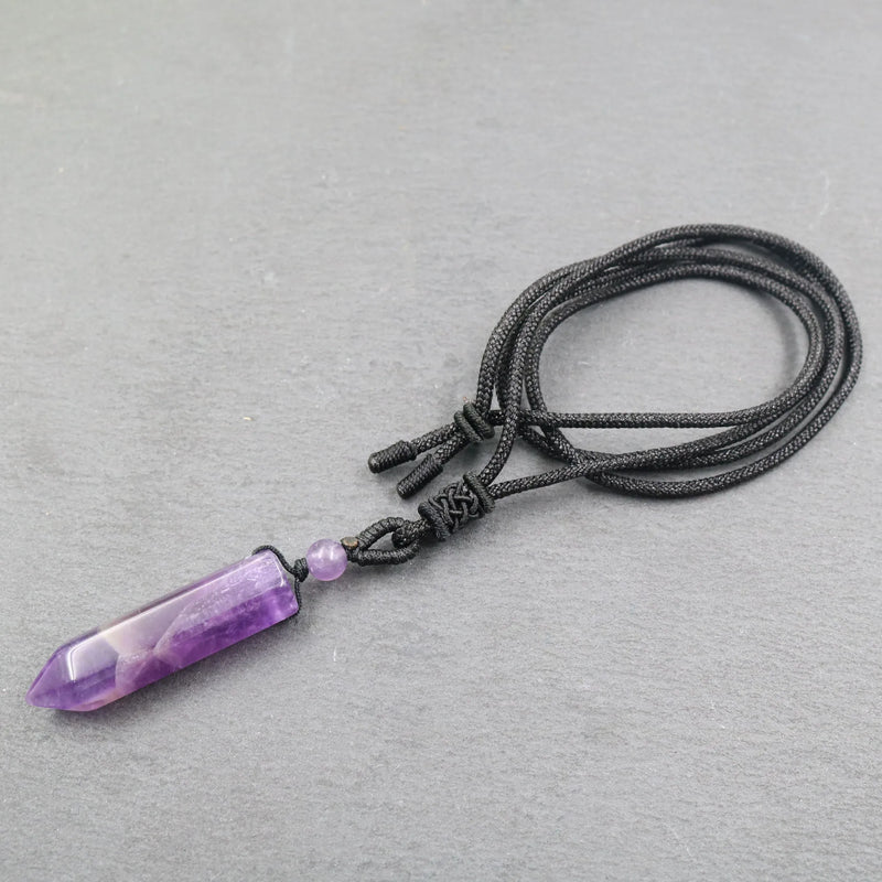 Rose Crystal Quartz Stone Necklace Hexagonal Pendants Green Aventurine Amethysts