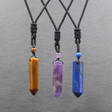 Rose Crystal Quartz Stone Necklace Hexagonal Pendants Green Aventurine Amethysts