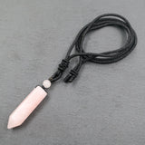 Rose Crystal Quartz Stone Necklace Hexagonal Pendants Green Aventurine Amethysts