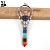 YJXP Silver Plated Fluorite Stone Angel Pendant Vintage Jewelry
