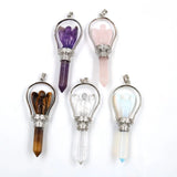 YJXP Personalize Scepter Natural Amethysts Rose Quartzs Opal Stone Pendant