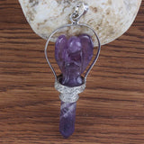 YJXP Personalize Scepter Natural Amethysts Rose Quartzs Opal Stone Pendant