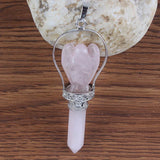 YJXP Personalize Scepter Natural Amethysts Rose Quartzs Opal Stone Pendant