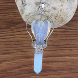 YJXP Personalize Scepter Natural Amethysts Rose Quartzs Opal Stone Pendant
