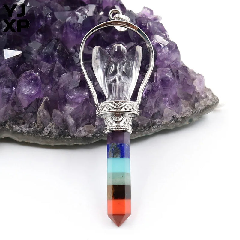 YJXP Rock Crystal Angel Pendant Vintage Jewelry