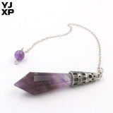 Vintage Copper Plated Hexagon Pirsm Chain Pendulum Amethyst Pendant