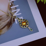 Freshwater Pearl Pendant Green Zirconium 18K Gold-Clad Necklace