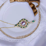 Freshwater Pearl Pendant Green Zirconium 18K Gold-Clad Necklace