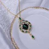 Freshwater Pearl Pendant Green Zirconium 18K Gold-Clad Necklace