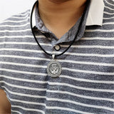 Unisex Leather Necklace Rope Braided Cowhide 925 Silver Buckle Jade Pendant Lany