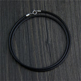 Unisex Leather Necklace Rope Braided Cowhide 925 Silver Buckle Jade Pendant Lany