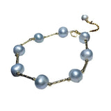 Women's Freshwater Ash Pearl Bracelet with Round Strong Light Micro-Defect Chain
